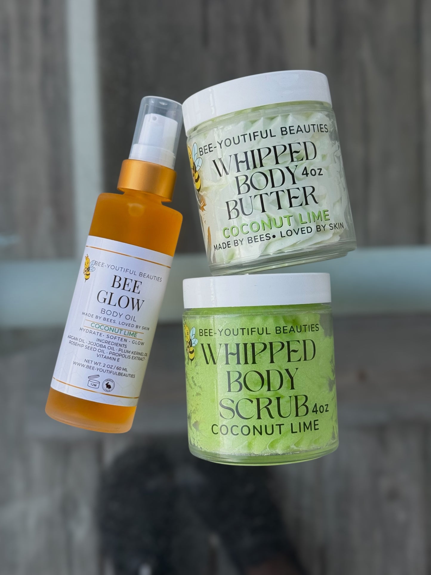 Bee Glow Body Trio – Body Oil + Whipped Body Butter + Body Scrub