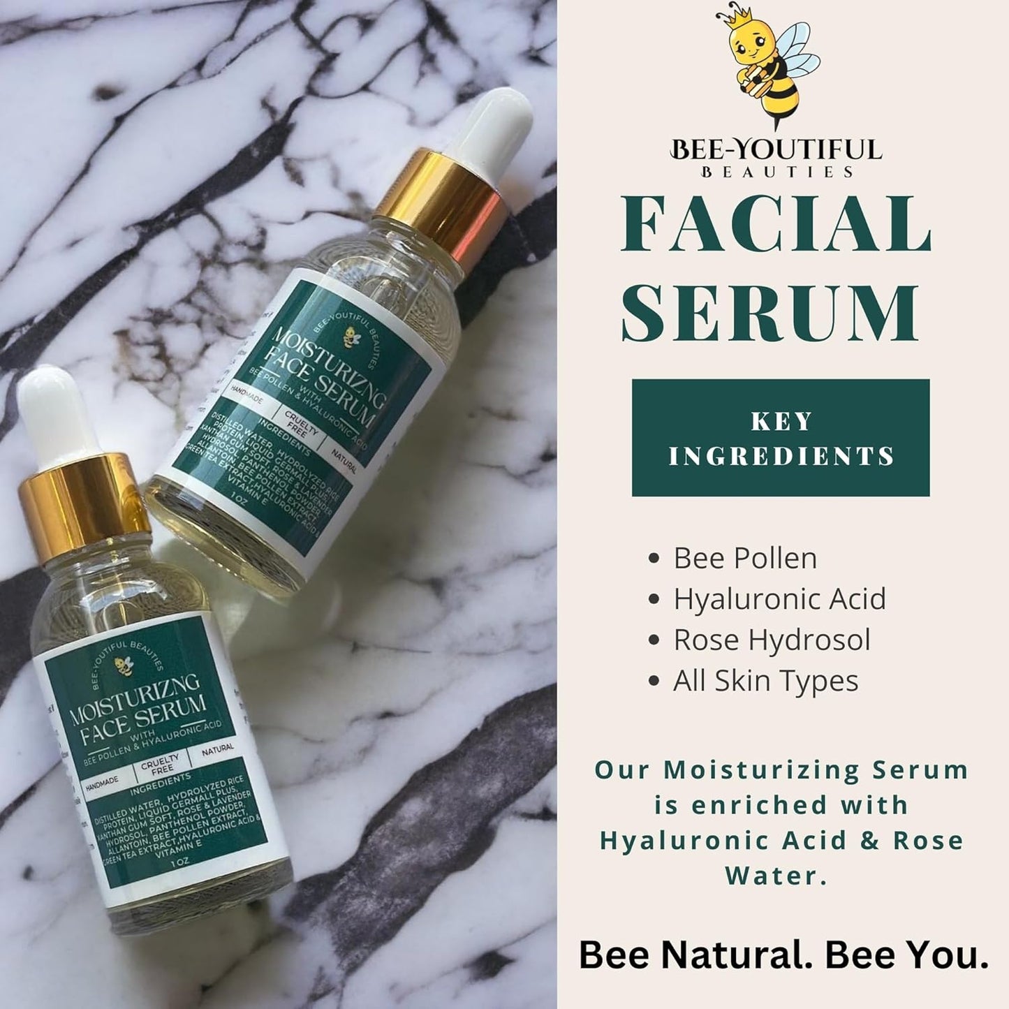 BEE-NECTAR | HYALURONIC ACID & BEE POLLEN MOISTURIZING FACE SERUM image 8