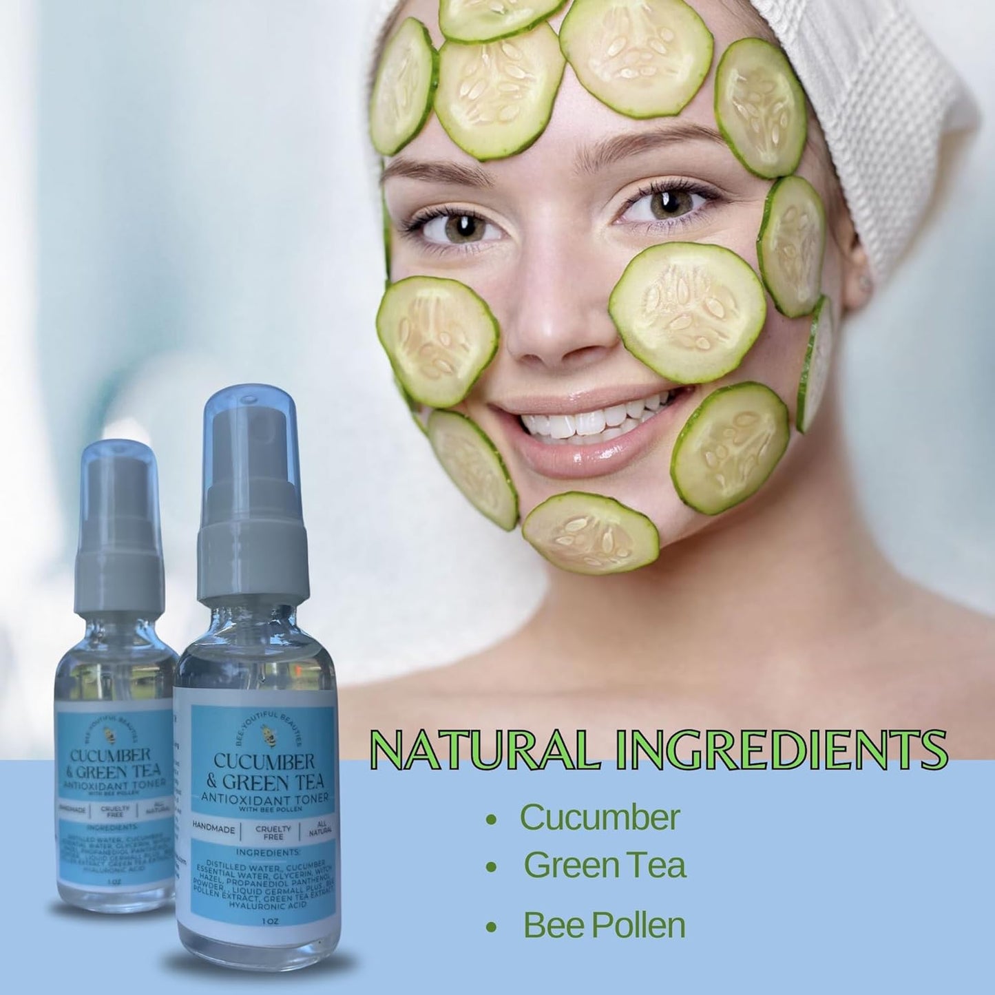 CUCUMBER & GREEN TEA TONER WITH BEE POLLEN image 6