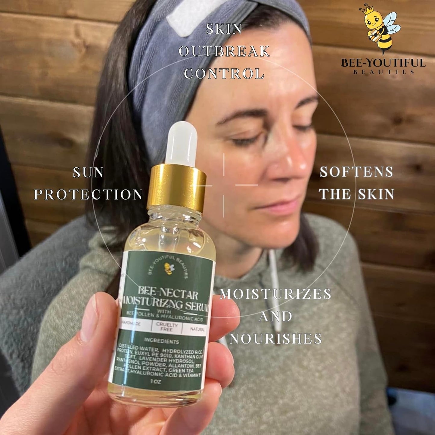 BEE-NECTAR | HYALURONIC ACID & BEE POLLEN MOISTURIZING FACE SERUM image 6