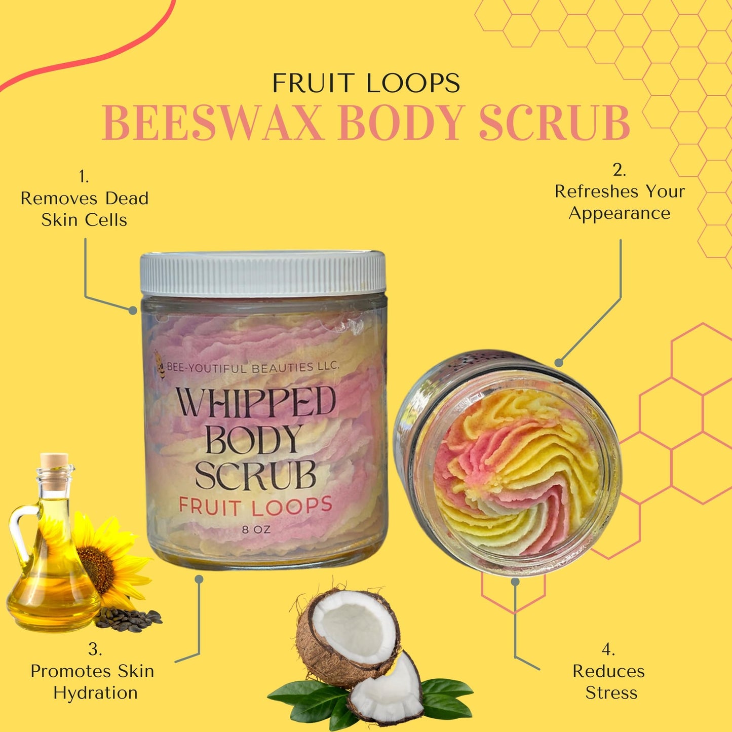 FRUIT LOOPS | WHIPPED BEESWAX+ COCONUT OIL BODY SCRUB image 3