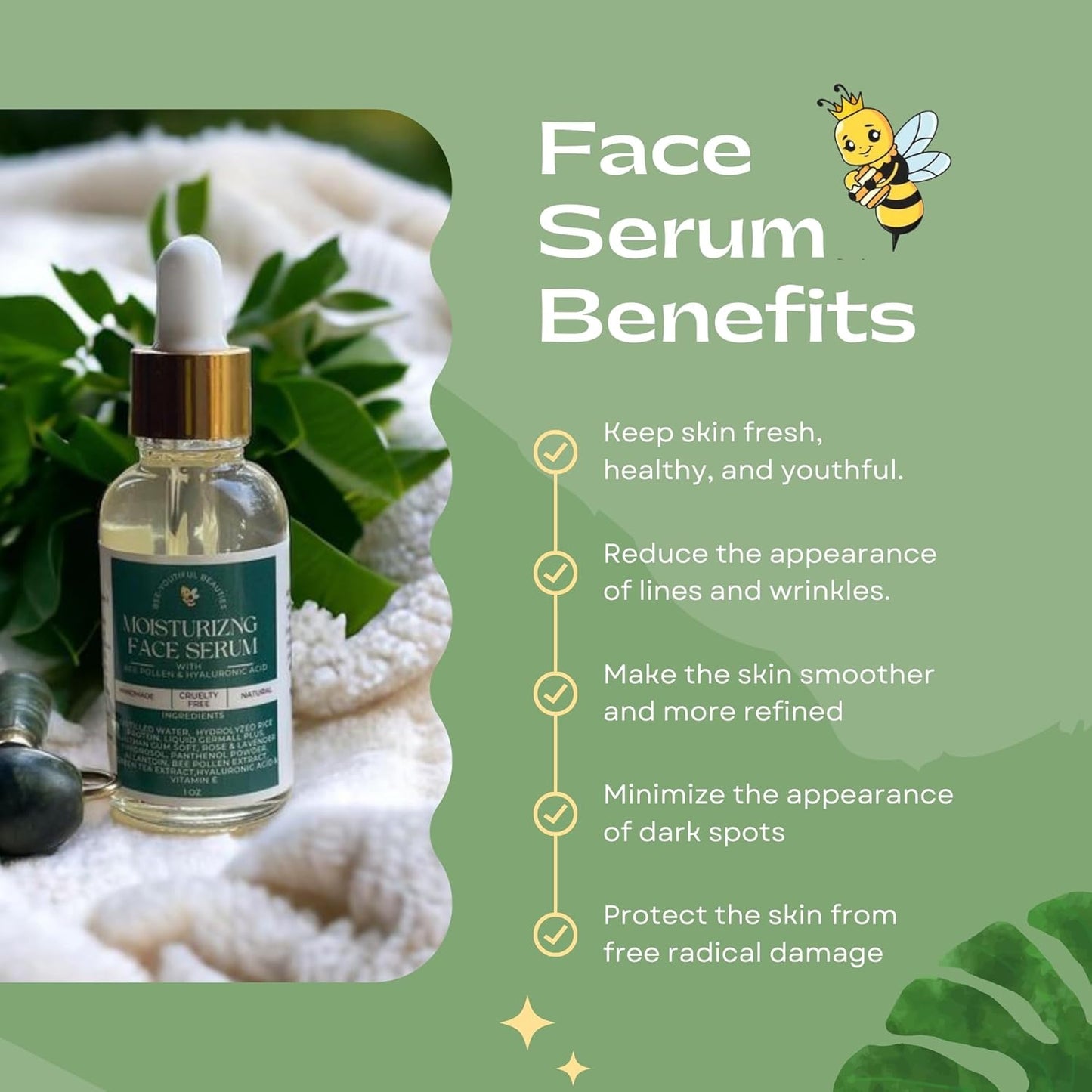 BEE-NECTAR | HYALURONIC ACID & BEE POLLEN MOISTURIZING FACE SERUM image 9