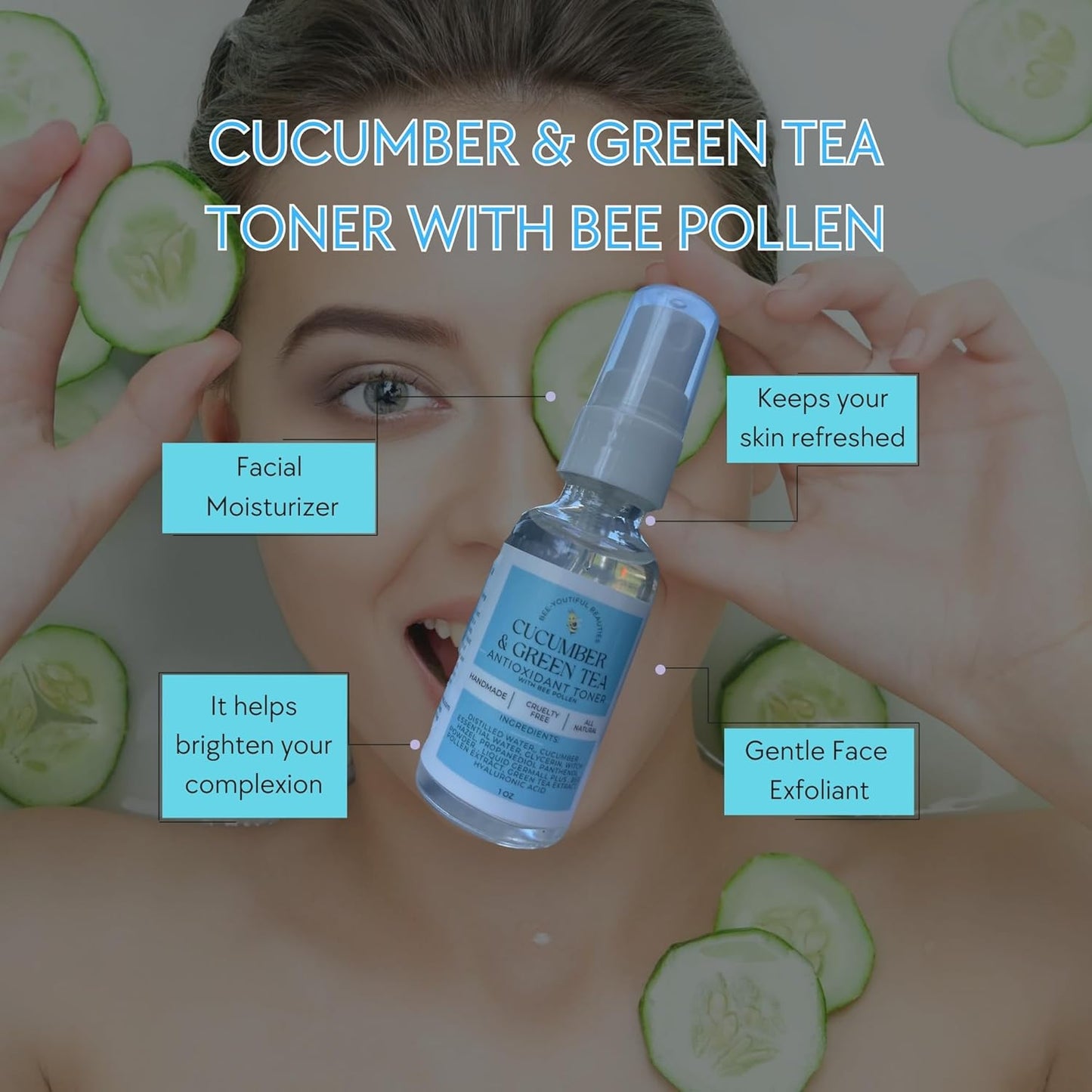 CUCUMBER & GREEN TEA TONER WITH BEE POLLEN image 2
