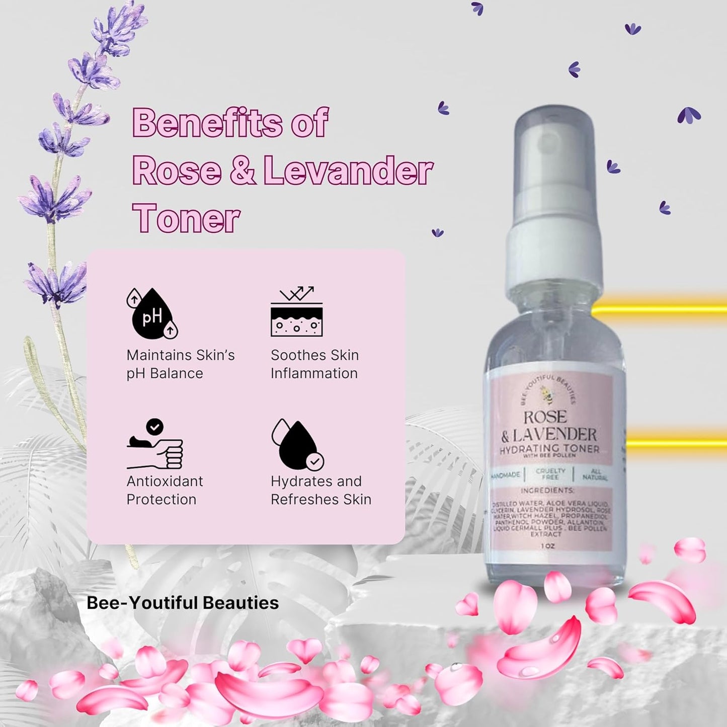 ROSE & LAVENDER TONER WITH BEE POLLEN image 4